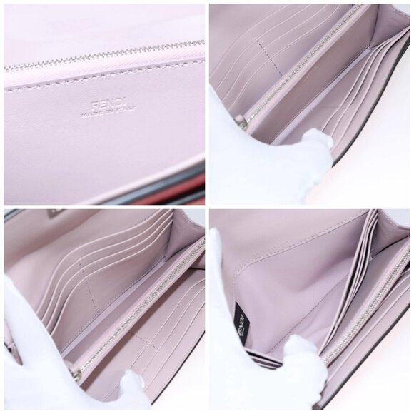 FENDI Peek A Boo Long Wallet Leather Pink 8M0427 - Picture 15 of 16